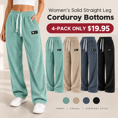 Women's Solid Straight Leg Corduroy Bottoms