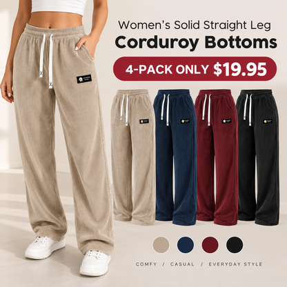 Women's Solid Straight Leg Corduroy Bottoms